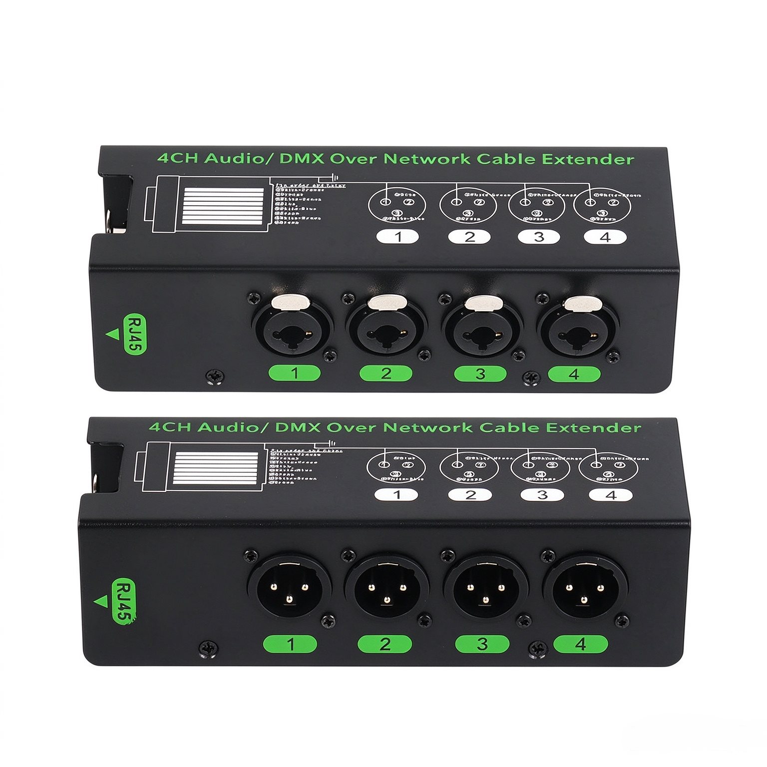 DMX-NT DMX-NT | 4-Channel 3-Pin XLR/DMX/AES-EBU over Ethercon RJ45 Network Extender