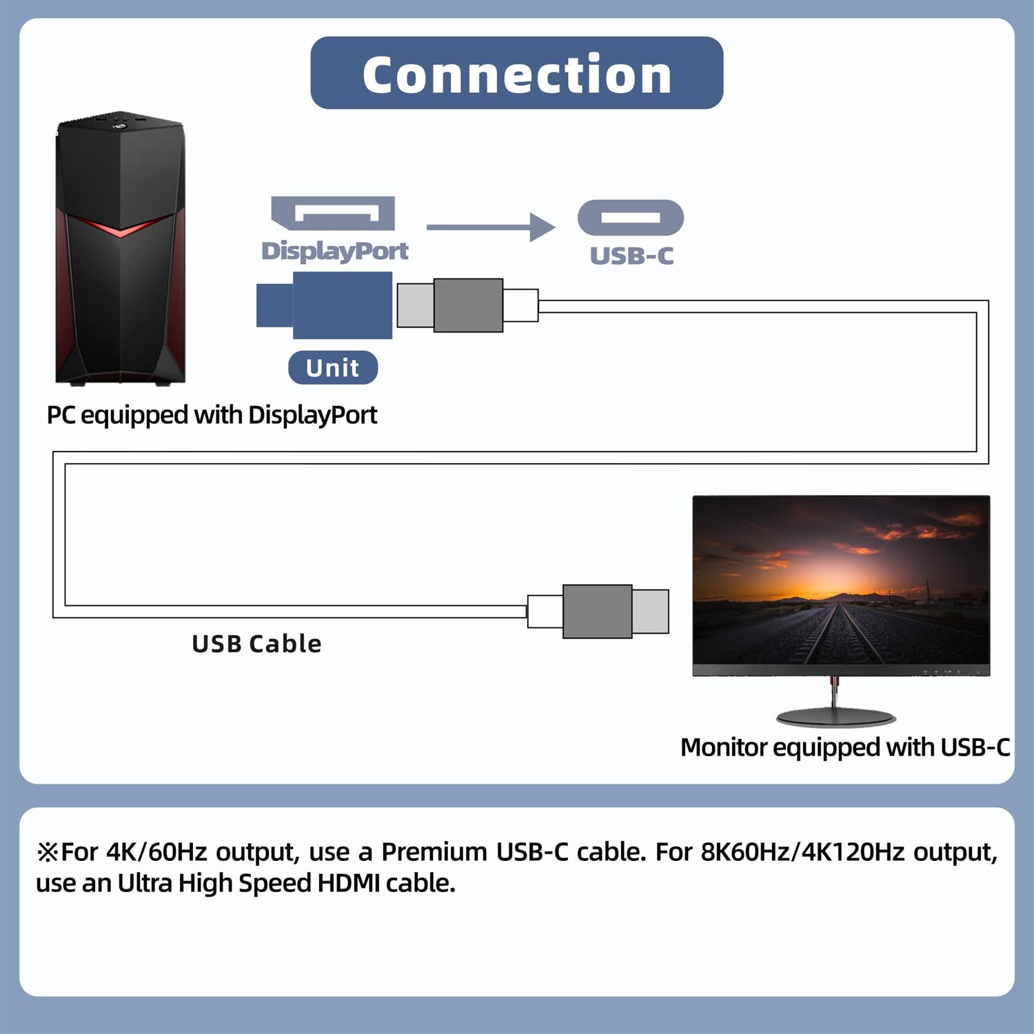 DP2C8K-A-M1 | 8K@60Hz DisplayPort Male Source auf USB-C Buchse DP Alt Mode Adapter