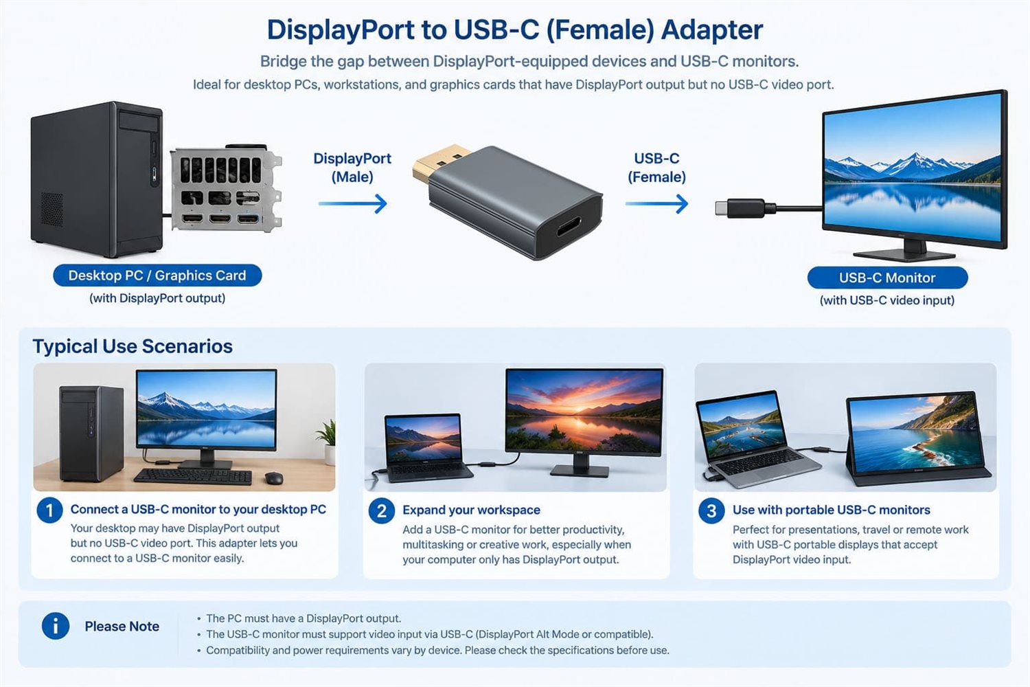 DP2C8K-A-M1 | 8K@60Hz DisplayPort Male Source auf USB-C Buchse DP Alt Mode Adapter