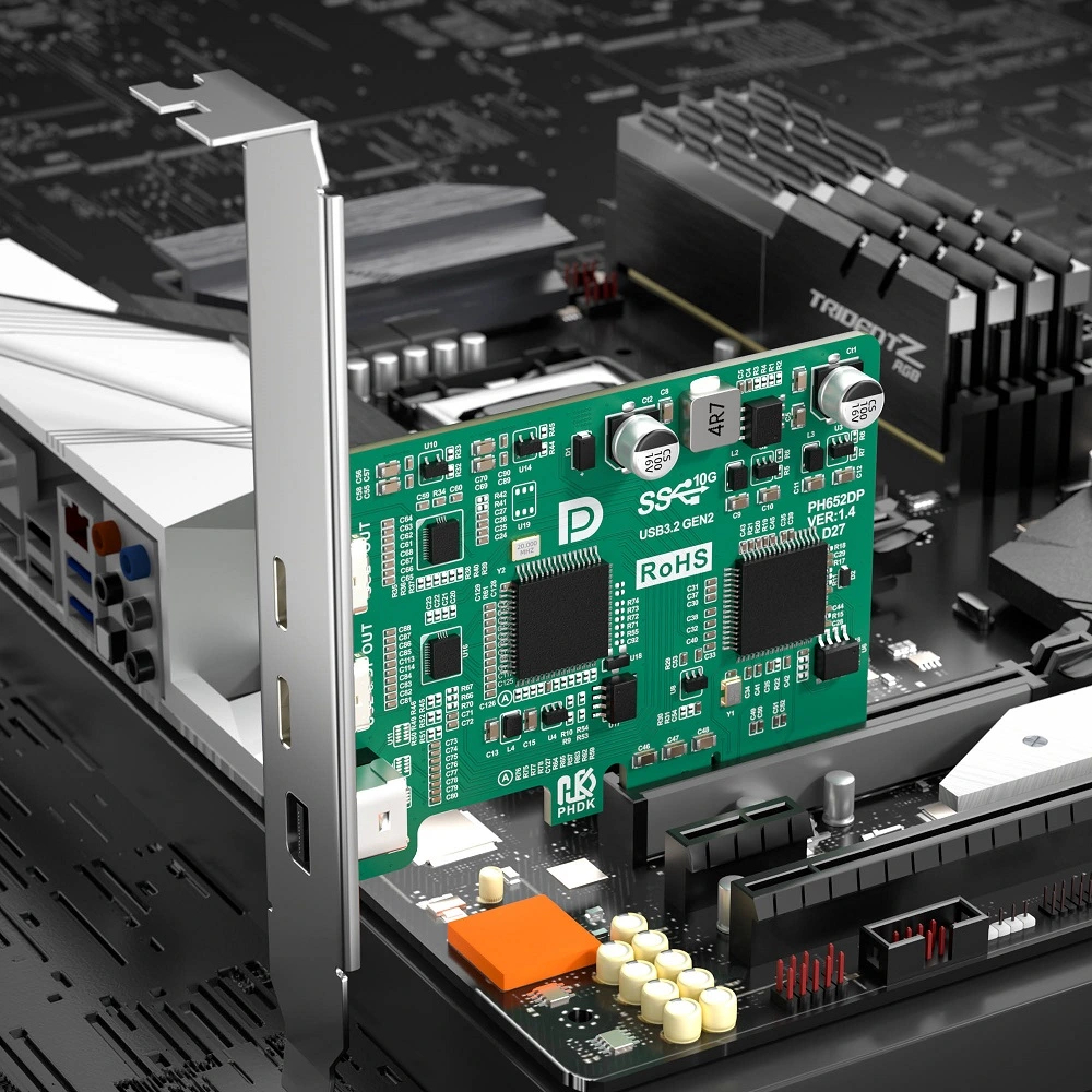 Tittron PCIE-USB4-2C-M1 PCIe 4.0 x4 card with two USB4 Type-C ports, DP Alt Mode video output and metal brackets