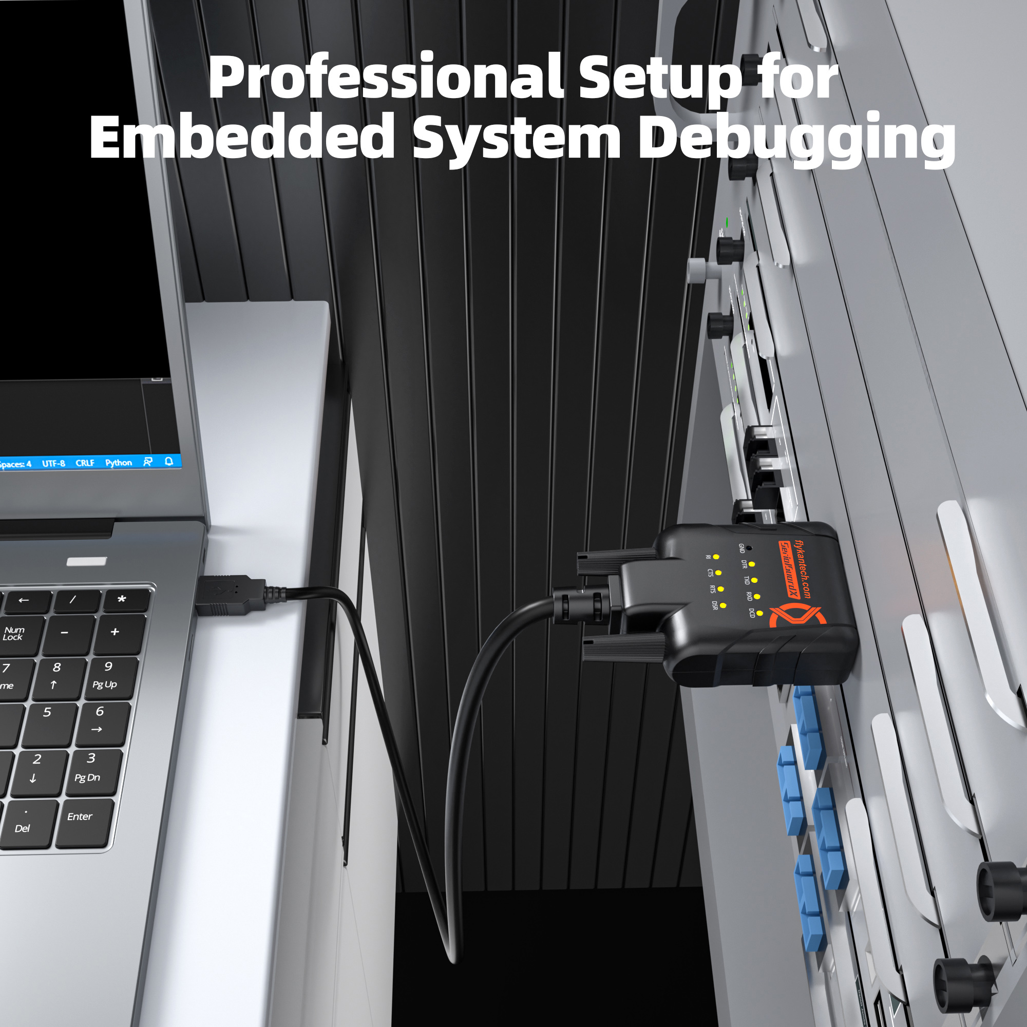 RS232-ESD9A FTDI USB to RS232 Adapter with 9 LED Monitoring and ESD Protection