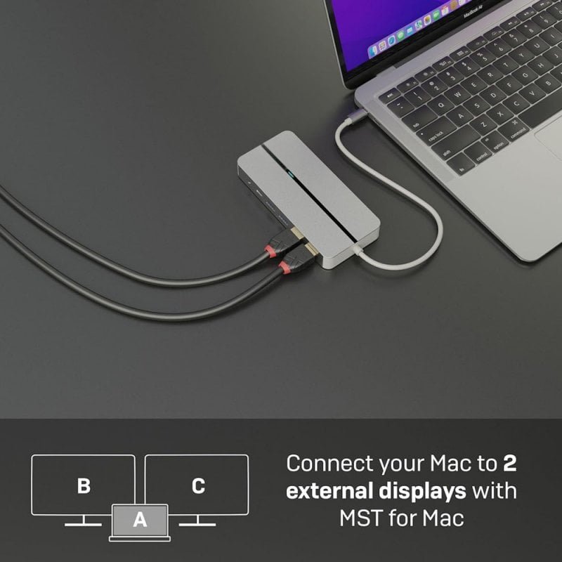 WG422 USB-C MST dual 4K HDMI graphics docking station with 100W PD pass-through and Gigabit Ethernet