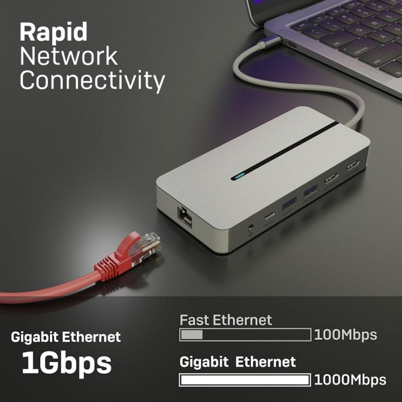 WG422 USB-C MST dual 4K HDMI graphics docking station with 100W PD pass-through and Gigabit Ethernet