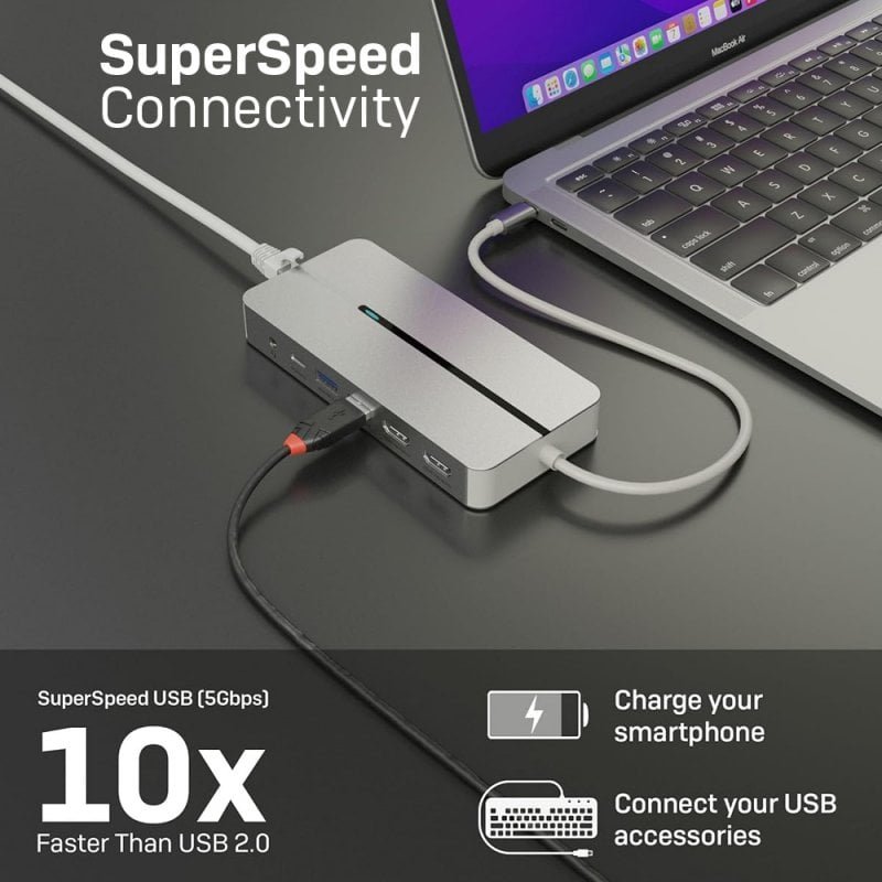 WG422 USB-C MST dual 4K HDMI graphics docking station with 100W PD pass-through and Gigabit Ethernet